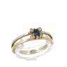 Anel em OURO 19,2K - 4 DIAMANTEs e SAFIRA