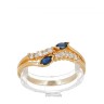 Anel em OURO 19,2K - 10 DIAMANTEs e 2 SAFIRAS