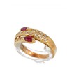 [FOTO 360°] Anel em OURO 19,2K - 17 DIAMANTES e 2 RUBIS
