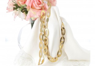 Colar EXCLUSIVO de PRATA 925 dourada fosca com argolas ovais