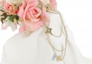 Colar EXCLUSIVO de PRATA dourada polida com flores recortadas