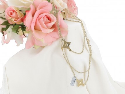 Colar EXCLUSIVO de PRATA dourada polida com flores recortadas