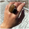 Anel exclusivo de PRATA 925 e OURO 9K com pedras ONIX e QUARTZO rutilio