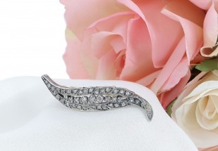 Alfinete em OURO 19,2K e PRATA - 42 DIAMANTES