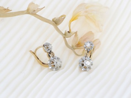 Brincos ANTIGOS em OURO 19,2K - 4 DIAMANTES