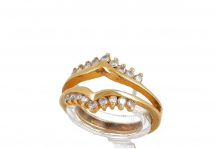 Anel em OURO 19,2K - 18 DIAMANTES 
