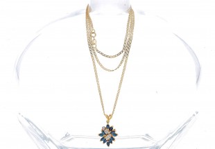 Fio e Pingente em OURO 18K - 11 SAFIRAS e 3 DIAMANTES