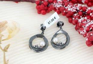 Brincos EXCLUSIVOS de PRATA 925 escurecida com pérolas e zircónias - MISTICAJOIAS