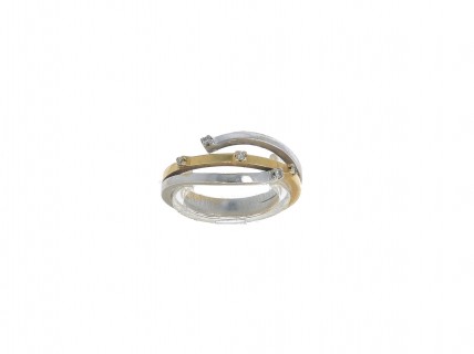 Anel BICOLOR com 5 DIAMANTES, em OURO 19,2 kl