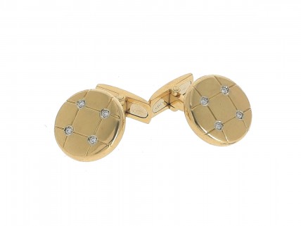 Botões de punho com 4 DIAMANTES, em OURO 18kl