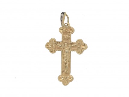 Crucifixo com 3 DIAMANTES, em OURO 19,2kl