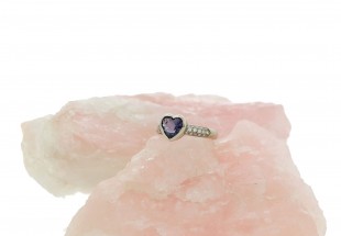 Anel Noivado com 26 DIAMANTES e 1 TANZANITE em OURO 19,2kl