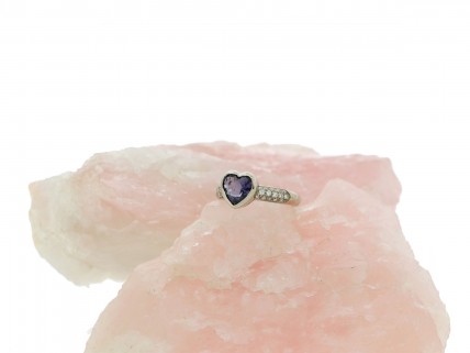 Anel Noivado com 26 DIAMANTES e 1 TANZANITE em OURO 19,2kl