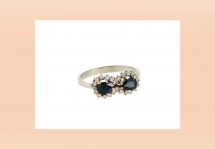 Anel ANTIGO com 24 DIAMANTES e 2 SAFIRAS em OURO 19,2kl