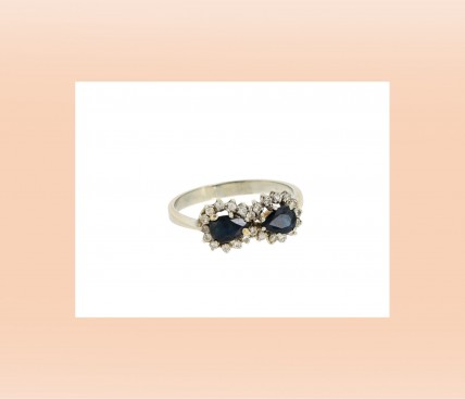 Anel ANTIGO com 24 DIAMANTES e 2 SAFIRAS em OURO 19,2kl