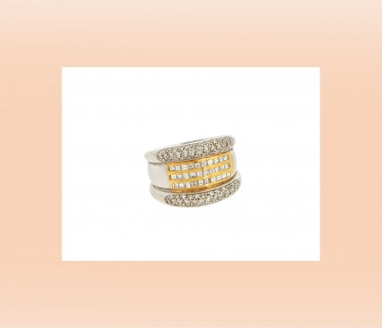 Anel Bicolor com 80 DIAMANTE em OURO 19,2kl