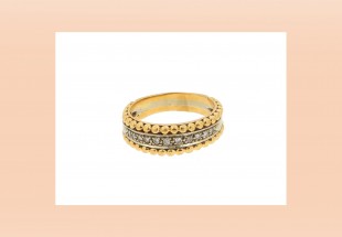 Anel Bicolor com 11 DIAMANTES em OURO 19,2kl