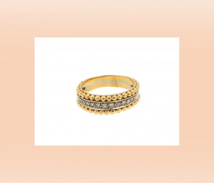 Anel Bicolor com 11 DIAMANTES em OURO 19,2kl