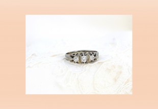 Anel ANTIGO com 3 DIAMANTE em OURO 18kl