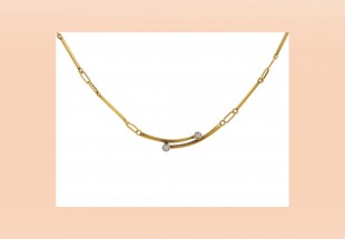 Gargantilha com 2 DIAMANTES em OURO 18 kl 