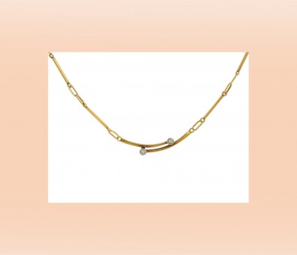 Gargantilha com 2 DIAMANTES em OURO 18 kl 
