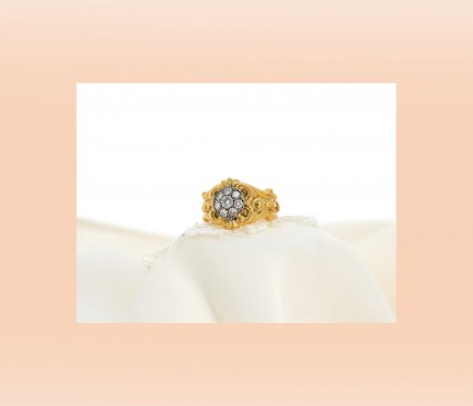 Anel Bicolor com 8 DIAMANTES em OURO 18kl