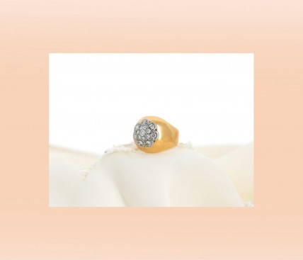 Anel Bicolor com 15 DIAMANTES em OURO 19,2kl