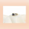 Anel Bicolor com SAFIRA e 28 DIAMANTES em OURO 18kl