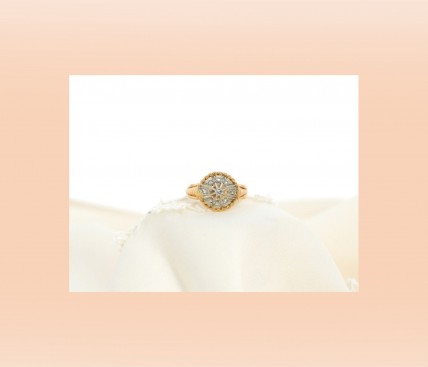 Anel VINTAGE Bicolor com 3 DIAMANTES e 6 SAFIRAS em OURO 18kl