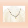 Colar ANTIGO com 17 DIAMANTES e PÉROLA, em OURO 19,2kl e PRATA