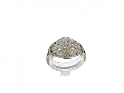 Anel Noivado com 15 DIAMANTES em OURO 19,2 kl