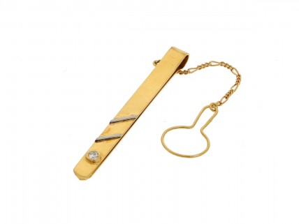 Alfinete Gravata com1 DIAMANTE em OURO 18 kl