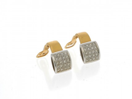 Brincos bicolor com 40 DIAMANTES em OURO 19,2 kl