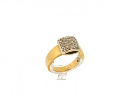 Anel bicolor com 20 DIAMANTES em OURO 19,2kl