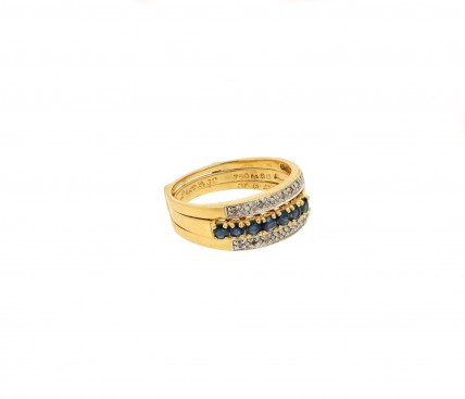 Anel com 17 DIAMANTES e 8 SAFIRAS em OURO 18kl