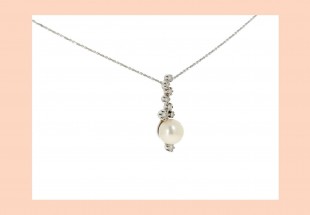 Fio em OURO Branco 19,2K - PÉROLA e  DIAMANTES