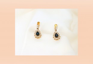 Brincos com 2 TOPÁZIOS e 30 DIAMANTES em OURO 19,2kl