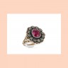 Anel MUITO ANTIGO em OURO Bicolor 19,2K - 12 DIAMANTES e RUBI