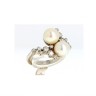 Anel com 14 DIAMANTES e 2 Pérolas em OURO 19,2kl