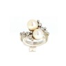 Anel com 14 DIAMANTES e 2 Pérolas em OURO 19,2kl