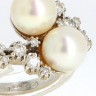 Anel com 14 DIAMANTES e 2 Pérolas em OURO 19,2kl