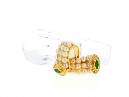 Brincos com 2 ESMERALDAS e 24 DIAMANTES em OURO 19,2kl