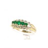 Anel ANTIGO ALTA JOALHARIA com 5 ESMERALDAS e 12 DIAMANTES em OURO 19,2kl