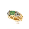 Anel ANTIGO com 1 ESMERALDA e 12 DIAMANTES em OURO 19,2 kl