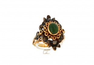 Anel ANTIGO com 18 DIAMANTES em OURO 19,2 kl e PRATA