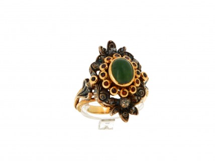 Anel ANTIGO com 18 DIAMANTES em OURO 19,2 kl e PRATA