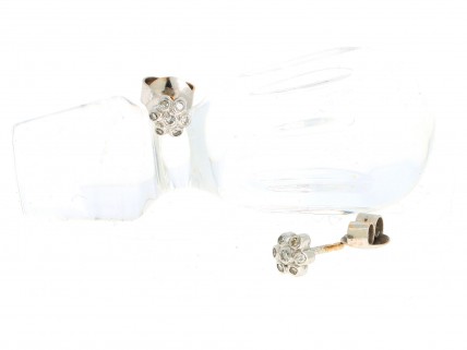 Brincos com 14  DIAMANTES em OURO 18 kl