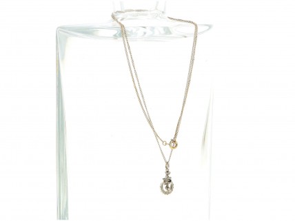 Colar ANTIGO com 14 DIAMANTES em OURO 19,2 kl 