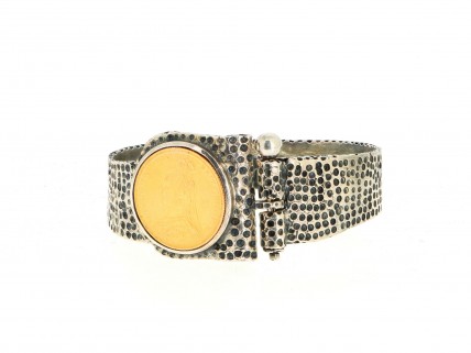 Bracelete com Libra em OURO 22 kl e PRATA