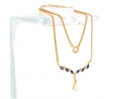 Colar com 6 SAFIRAS e ZIRCÒNIAS em OURO 19,2 kl